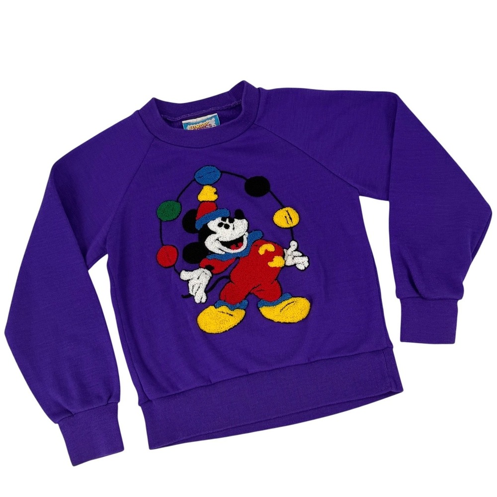Sunday‎ Comics Disney Mickey Mouse Sweatshirt 6-6X Purple Vintage Retro Chenille